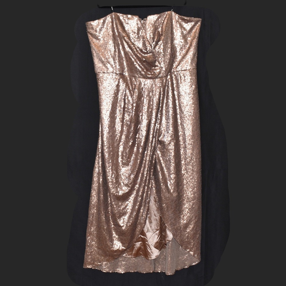 City Chic Rose Gold Sequin Strapless Cocktail Dress 22 00138287 Formal Tulip